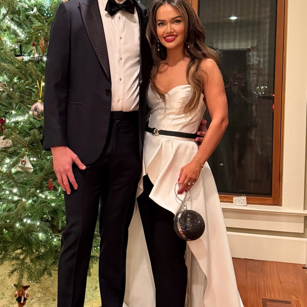 Jovani Strapless White and Black Dress